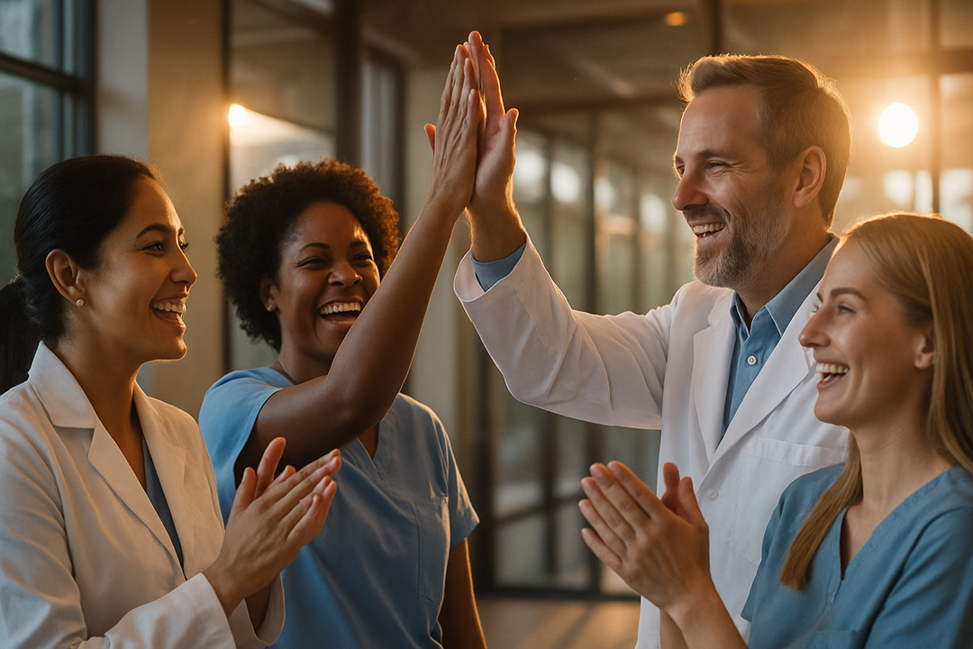 Successful doctor and team